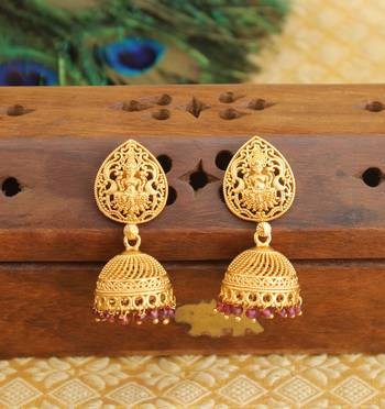 Designer matte finish temple earrings 1
