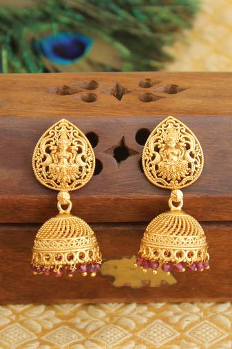 Designer matte finish temple earrings