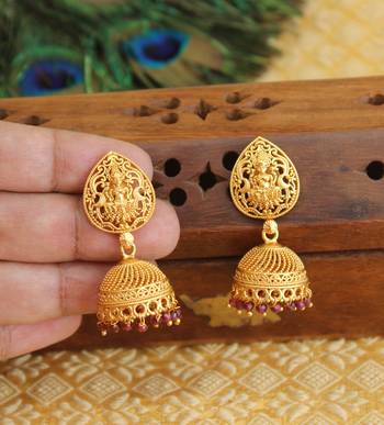 Designer matte finish temple earrings 2