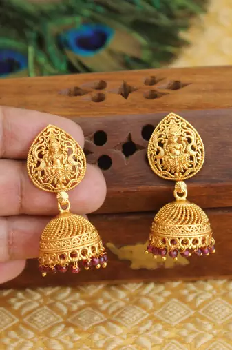 Designer matte finish temple earrings