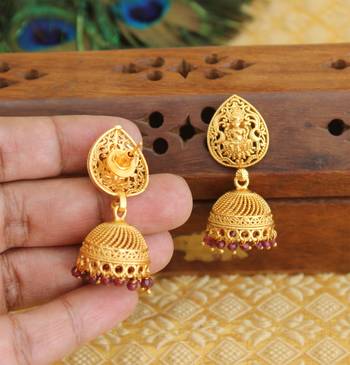 Designer matte finish temple earrings 3