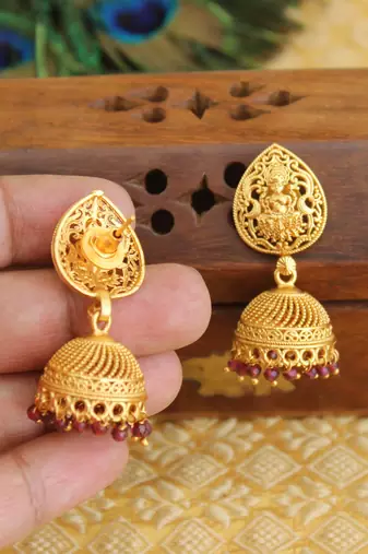 Designer matte finish temple earrings