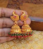 Designer matte finish peacock earrings