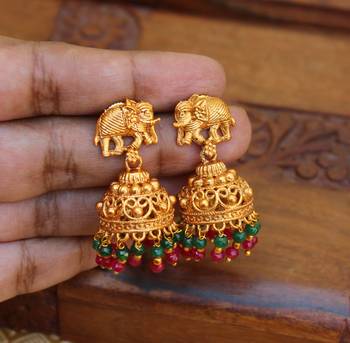 Designer matte finish elephant earrings 1