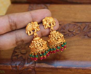Designer matte finish elephant earrings 2