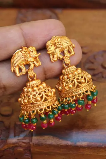 Designer matte finish elephant earrings