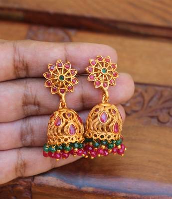 Designer matte finish peacock earrings 1