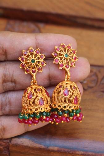 Designer matte finish peacock earrings