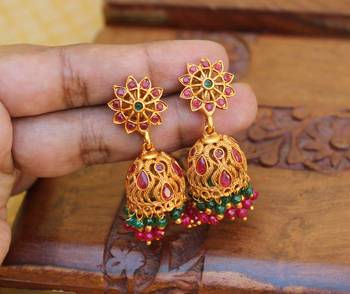 Designer matte finish peacock earrings 2