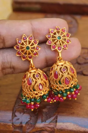 Designer matte finish peacock earrings