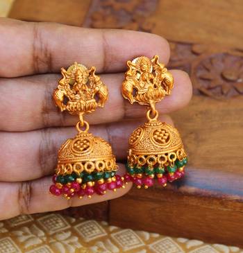 Designer matte finish temple earrings 1