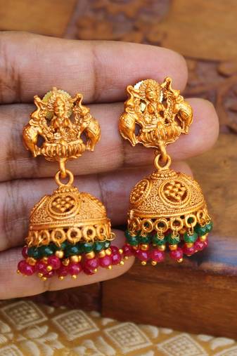 Designer matte finish temple earrings