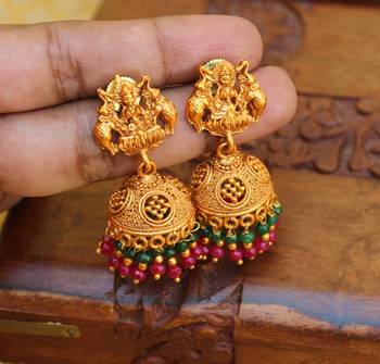 Designer matte finish temple earrings 2