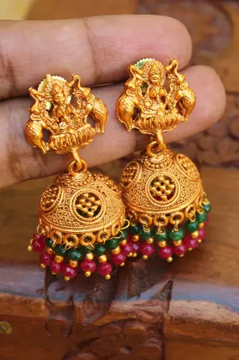 Designer matte finish temple earrings