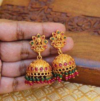 Designer matte finish temple earrings 1