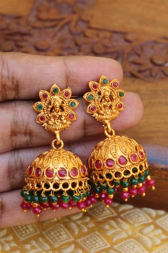 Designer matte finish temple earrings