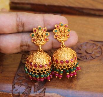 Designer matte finish temple earrings 2
