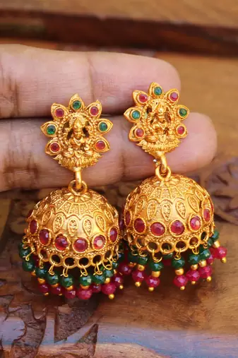 Designer matte finish temple earrings