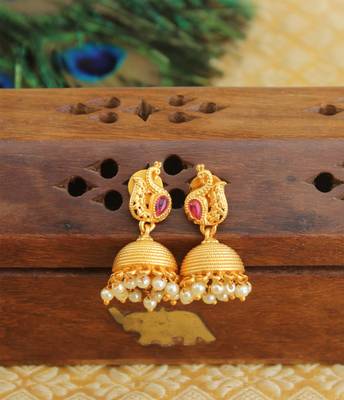 Designer matte finish peacock earrings 1
