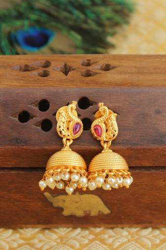 Designer matte finish peacock earrings
