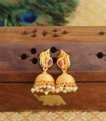 Designer matte finish peacock earrings