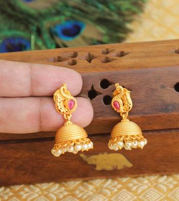 Designer matte finish peacock earrings 2