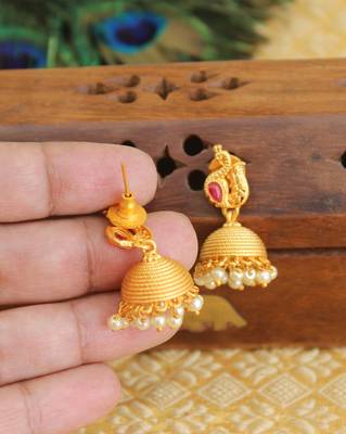 Designer matte finish peacock earrings 3