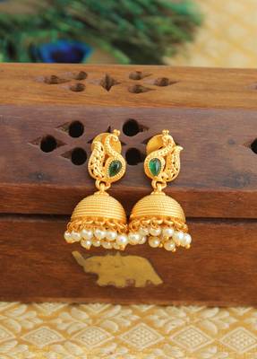 Designer matte finish peacock earrings 1
