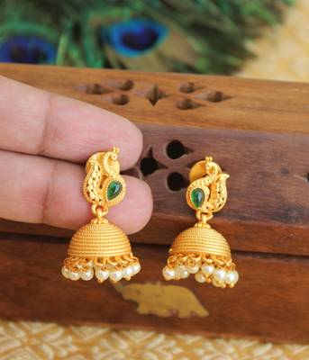 Designer matte finish peacock earrings 2