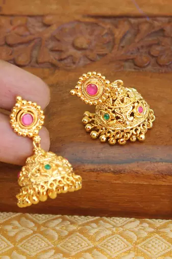 Designer gold plated peacock earrings