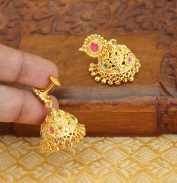Designer gold plated peacock earrings 3