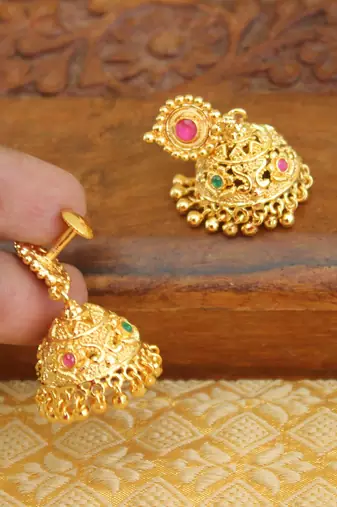 Designer gold plated peacock earrings