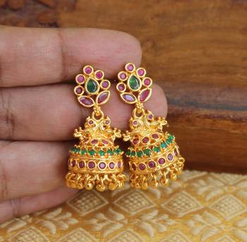 Designer gold plated peacock earrings 1
