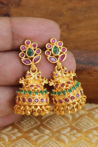 Designer gold plated peacock earrings