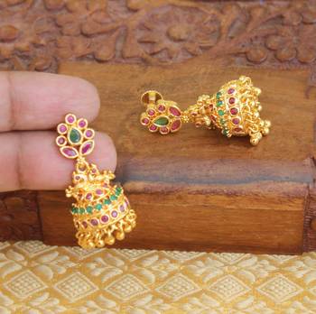 Designer gold plated peacock earrings 2