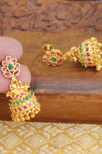 Designer gold plated peacock earrings