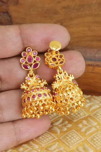 Designer gold plated peacock earrings
