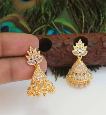 Designer gold plated cz earrings 1