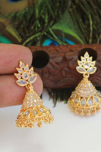 Designer gold plated cz earrings