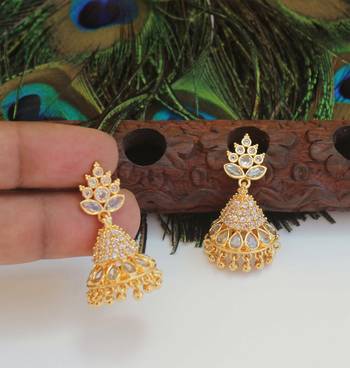 Designer gold plated cz earrings 2
