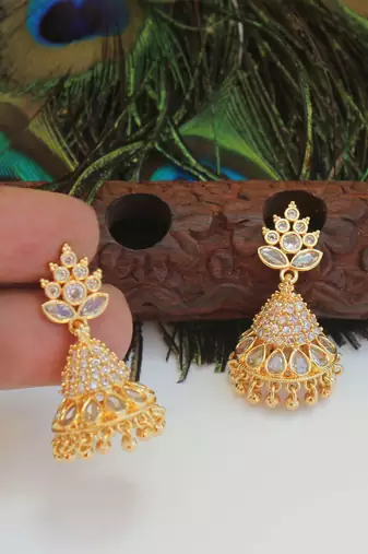 Designer gold plated cz earrings