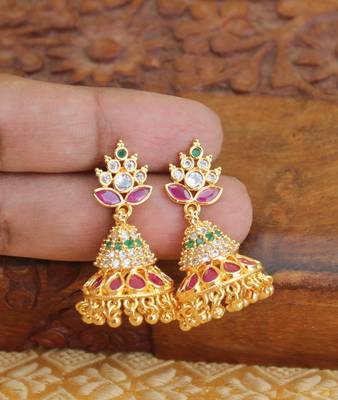Designer gold plated cz earrings 1