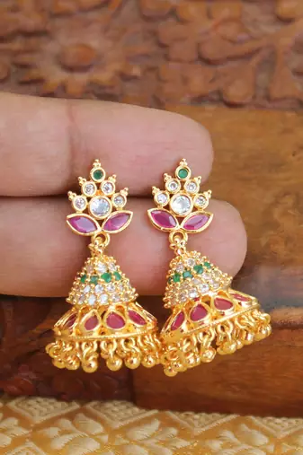 Designer gold plated cz earrings