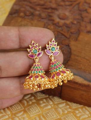 Designer gold plated cz earrings 1
