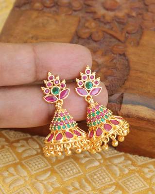 Designer gold plated cz earrings 2