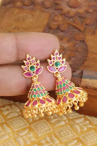 Designer gold plated cz earrings