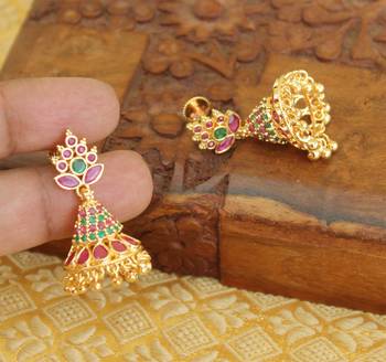 Designer gold plated cz earrings 3