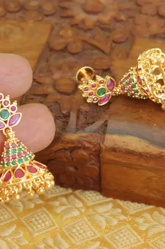 Designer gold plated cz earrings