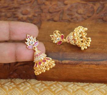 Designer gold plated cz earrings 2