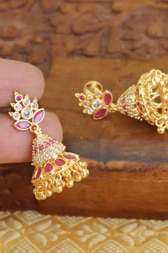 Designer gold plated cz earrings
